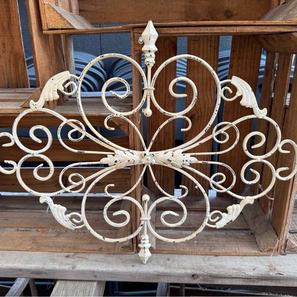Vintage-Inspired Cream Metal Wall Art